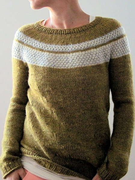 

Long Sleeve Crew Neck Cotton-Blend Sweater, Green, Sweaters