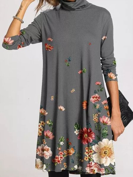 

Gray Cowl Neck Casual Knitting Dress, Dresses