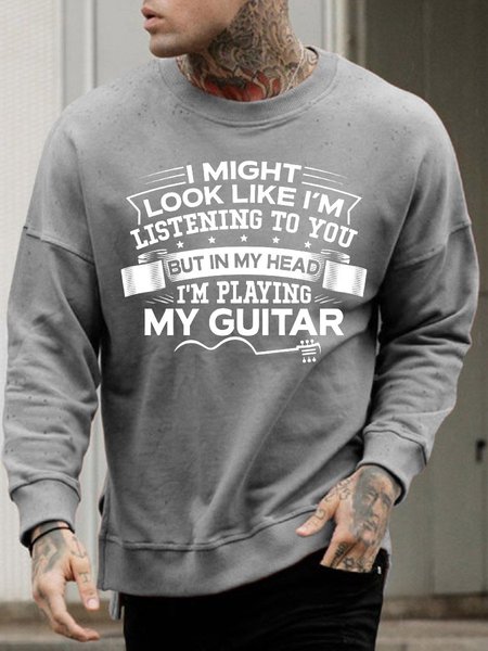 

Funny But In My Head I'm Playing My Guitar Sweatshirt, Gray, Men Winter Clearance