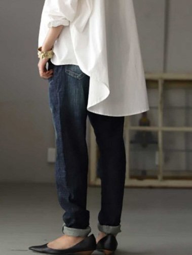 

Solid Casual Denim Jeans, Blue, Pants