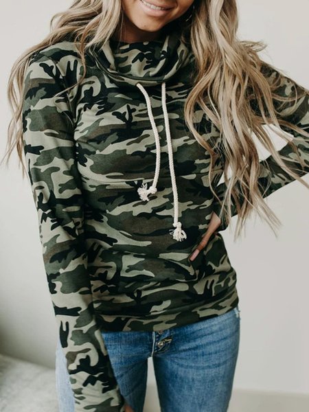 

Camouflage Stand Collar Patchwork Long Sleeve Sweatshirt, Hoodies & Sweatshirts