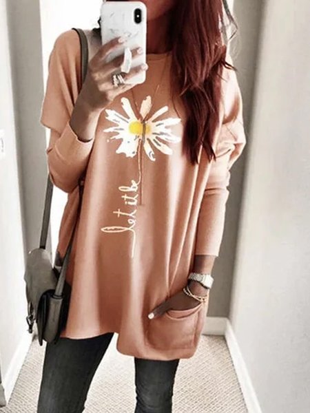 

Felpa con Tasche Casuale, Rosa chiaro, T-Shirts