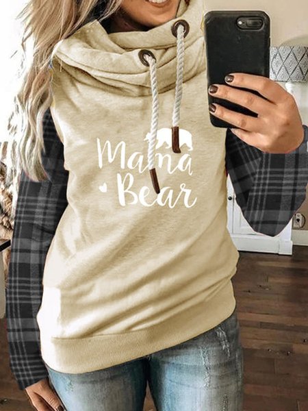 

Khaki Hoodie Patchwork Casual Cotton-Blend Sweatshirt, Hoodies&Sweatshirts