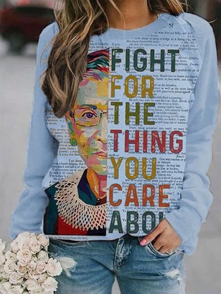 

Fight For The Thing You Care About Printed Vintage Sweatshirt, Blue, Hoodies&Sweatshirts