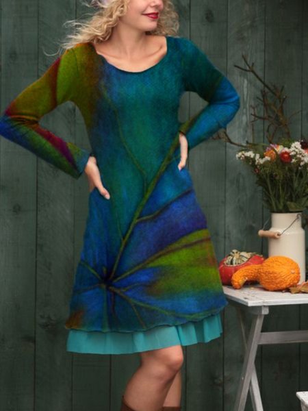 

Stampato Gonna Casuale Multicolore Cotone, Midi Dresses