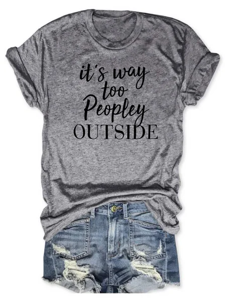Letter print round neck casual women pullover short sleeve T-shirt, Gray, T-shirts
