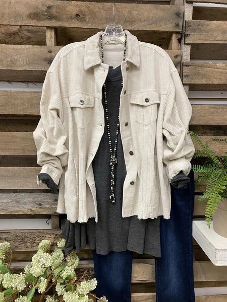 

Apricot Casual Corduroy Jacket, Coats