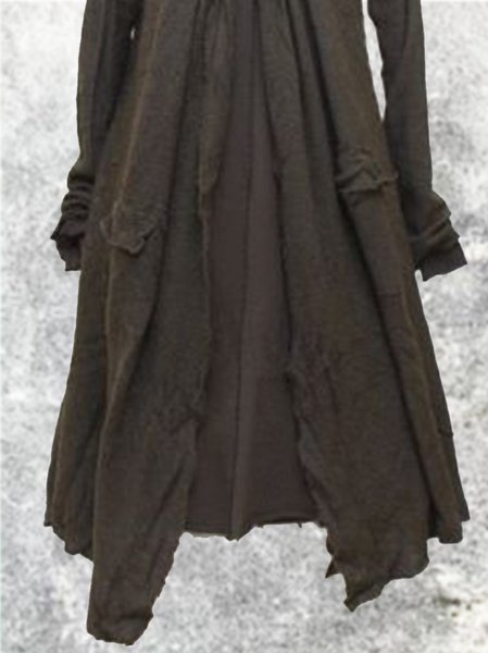 

Solid Linen Casual Weaving Dress With Scarf, Gray, Dresses