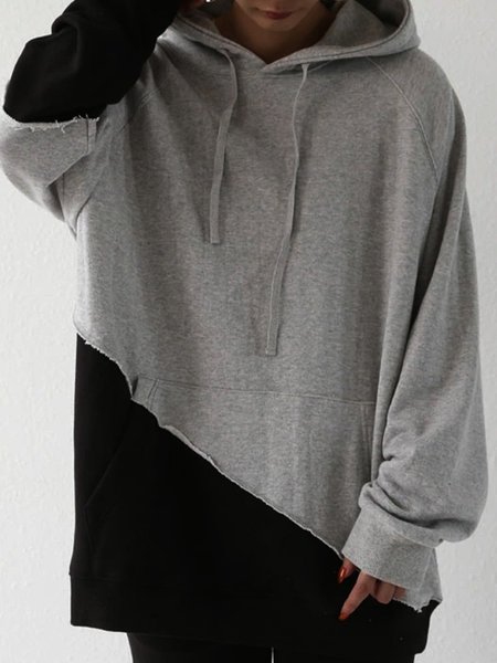 

Long Sleeve Casual Sweatshirt, Black-grey, Hoodies & Sweatshirts