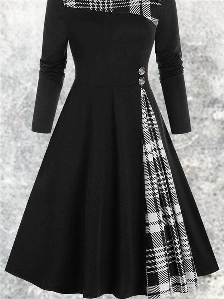 

Casual Cotton-Blend Crew Neck Dresses, Black, Clearance7