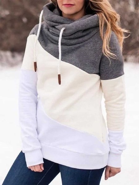 

Multicolor Solid Long Sleeve Paneled Hoodie Sweatshirt, Hoodies&Sweatshirts
