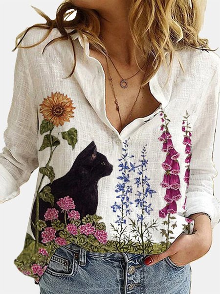 

Shirt Collar Long Sleeve Shirts & Tops, White, Blouses
