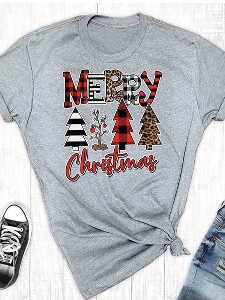 

Merry Christmas Tree Graphic Tee, Gray, T-shirts