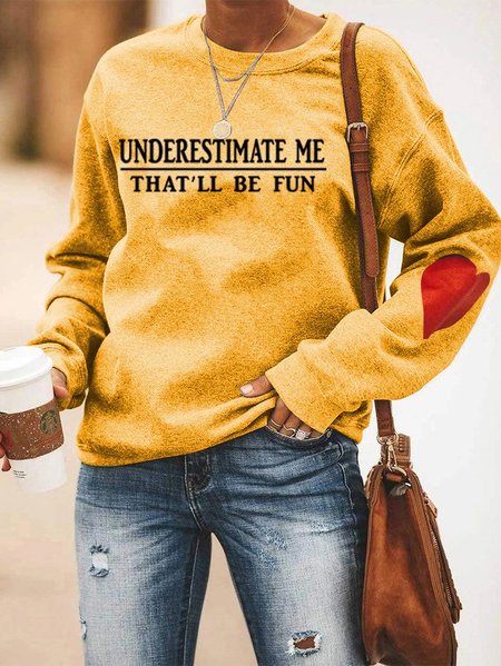

Crew Neck Letter Long Sleeve Sweatshirts, Yellow, Sweatshirts & Hoodies