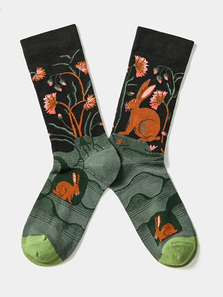 

Jacquard cotton socks, Orange, Socks