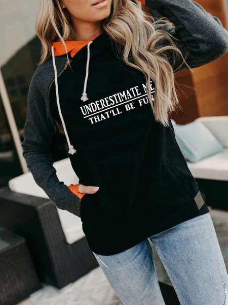 

Vintage Felpa con Cappuccio Maniche Lunghe Lettera Stampato Statement Casuale Felpa, Nero, Hoodies & Sweatshirts