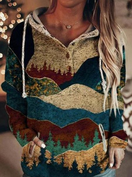 

Women Vintage Long Sleeve Landscape Printed Plus Size Statement Casual Sweatshirt, Color9, Hoodies & Sweatshirts