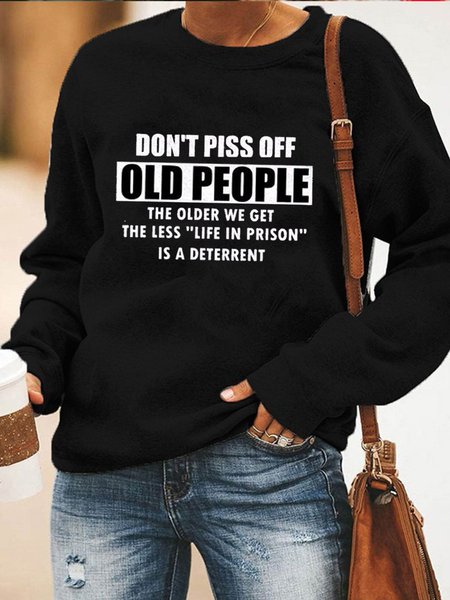 

Girocollo Vintage Maniche Lunghe Top Misto Cotone, Nero, Hoodies & Sweatshirts