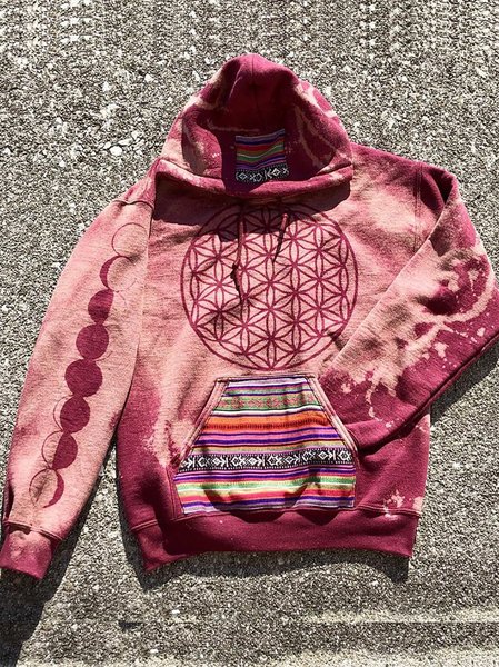 

Cotton-Blend Printed Long Sleeve Hoodie Sweatshirt, Red, Hoodies&Sweatshirts