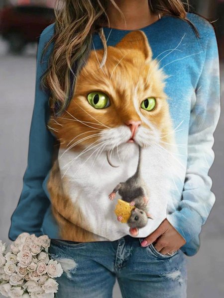 

Long Sleeve Cotton-Blend Shirts & Tops, As picture, Tops