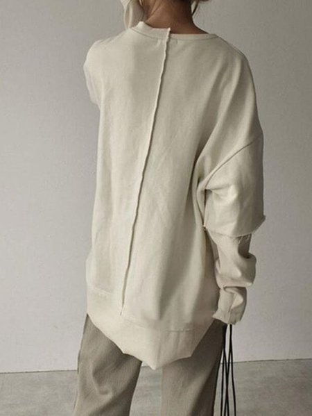 

Polyester Fibre Crew Neck T-shirt, White, Tops