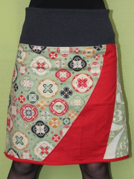 

Patchwork Mini Gonna Cotone, Multicolore, Skirts