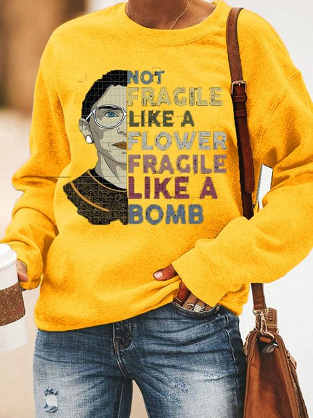 

New Women Fashion Plus Size VIntage Casual Holiday Shift Letter Long Sleeve Sweatshirt, Yellow, Winter Clearance