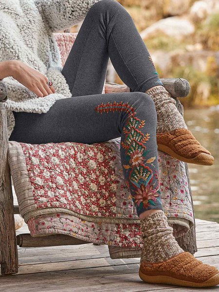 

Floral Leggings, Gray, Leggings