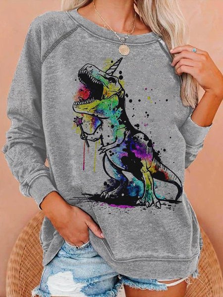 

Long Sleeve Crew Neck Cotton-Blend Sweatshirt, Gray, Hoodies&Sweatshirts
