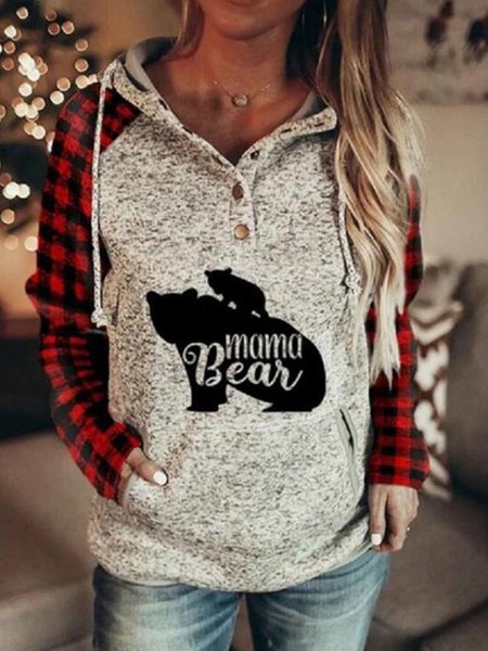 

Vintage Felpa con cappuccio Maniche Lunghe Lettere a quadri Stampato Statement Casuale Felpa, Grigio, Hoodies & Sweatshirts