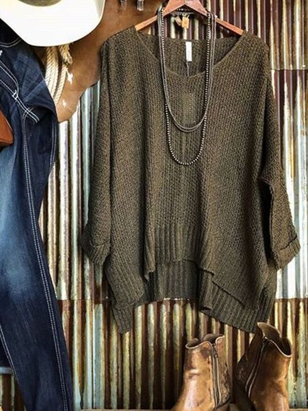 

Casual Long Sleeve Sweater, Army green, Sweaters & Cardigans