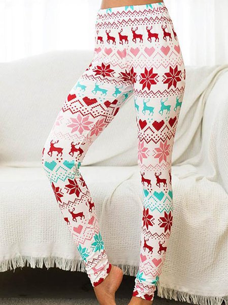 

Christmas Snowman Sheath Cotton-Blend Leggings, Multicolor, Leggings