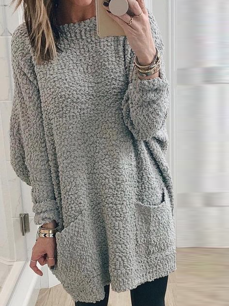 

Work Long Sleeve Bateau/boat Neck Dresses, Gray, Dresses