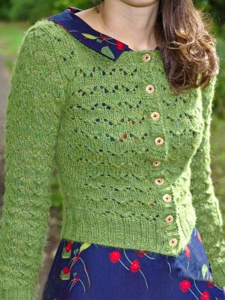 

Casual Acrylic Crew Neck Sweater, Green, Sweaters