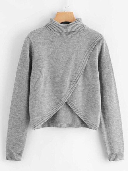 

Long Sleeve Paneled Solid Casual Sweater, Gray, Sweaters