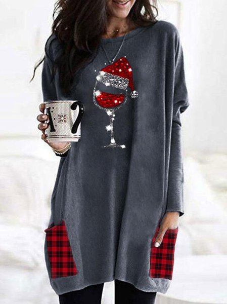 

Striped Long Sleeve Tops, Gray, Tops