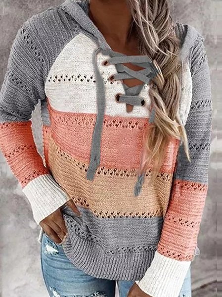 Color Block Shift Long Sleeve Casual Sweater