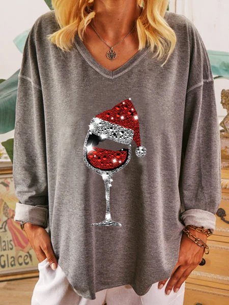 

Top Cartoon Dolce Maniche Lunghe, Grigio, Blouses & Shirts