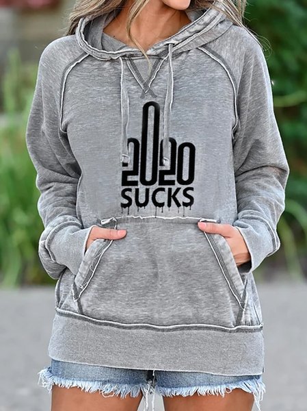 

Felpa Maniche Lunghe Casuale Felpa con Cappuccio Dritto, Grigio, Hoodies & Sweatshirts