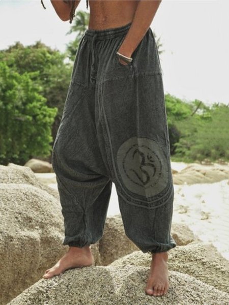

Casual Cotton Drawstring Pants, Gray, Men's pants