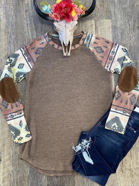 

Raglan Sleeve Shift Geometric Sweatshirt, Brown, Hoodies&Sweatshirts