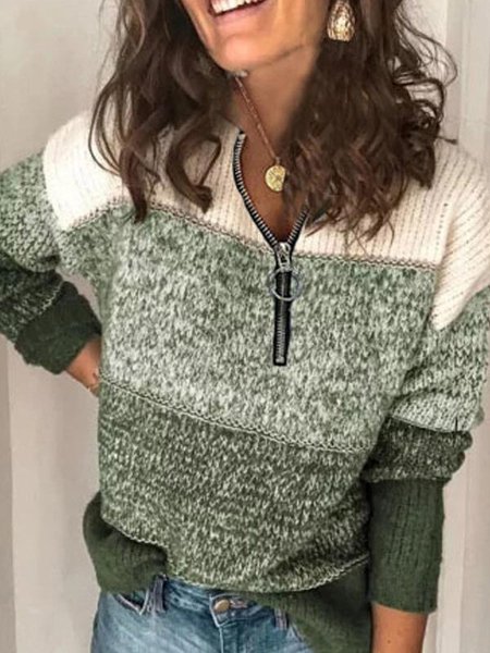 

Maglioni Multicolore Scollo a V Casuale Donna, Verde, Sweater