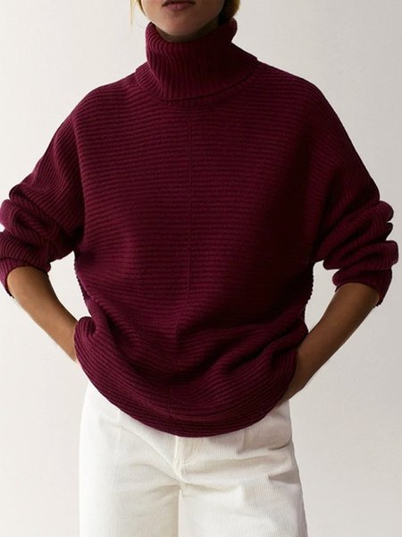 

Long Sleeve Turtleneck Sweater, Wine red, Sweaters