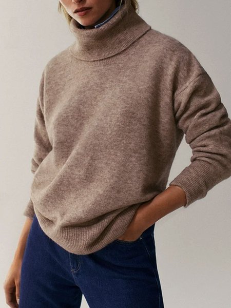 

Plain Long Sleeve Sweater, As picture, Sweaters