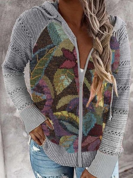 

Long Sleeve Acrylic Hoodie Sweater, As picture, Sweaters