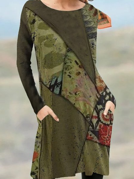 

Gonna Maniche Lunghe Casuale, Verde, Midi Dresses