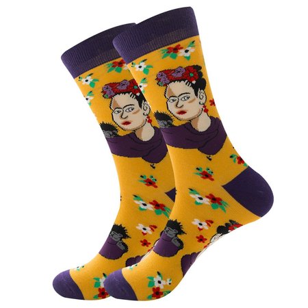 

Sugar skull print socks for men and women, Yellow, Men Socks