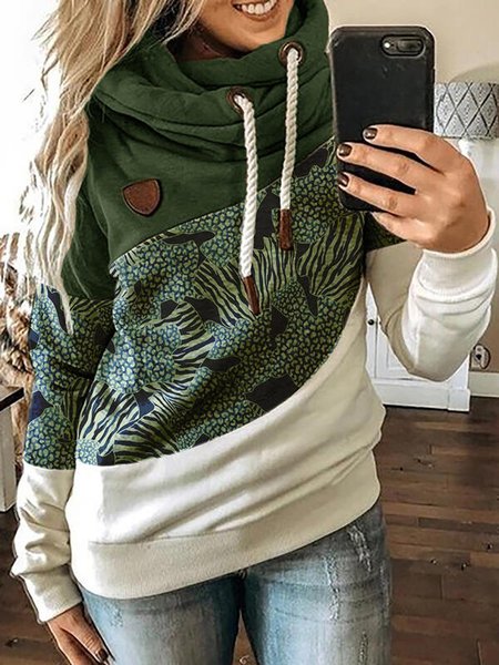 

Casual Hoodie Sweatshirts, Green, Tops