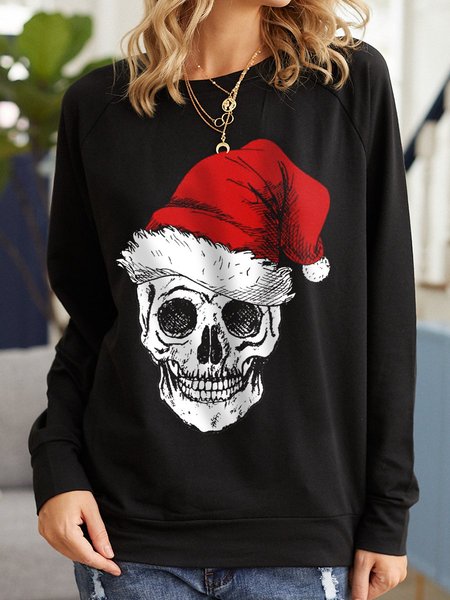 

Cotton-Blend Casual Long Sleeve Floral Sweatshirt, Black, Hoodies&Sweatshirts