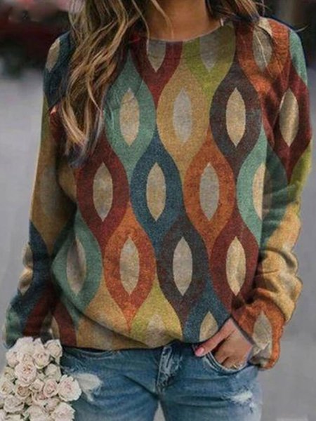 

Top Maniche Lunghe Casuale Misto Cotone, Multicolore, Hoodies & Sweatshirts